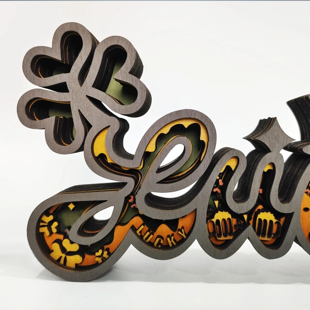 Lucky letter clover wooden light, suitable for home decoration, holiday gift, art night light.